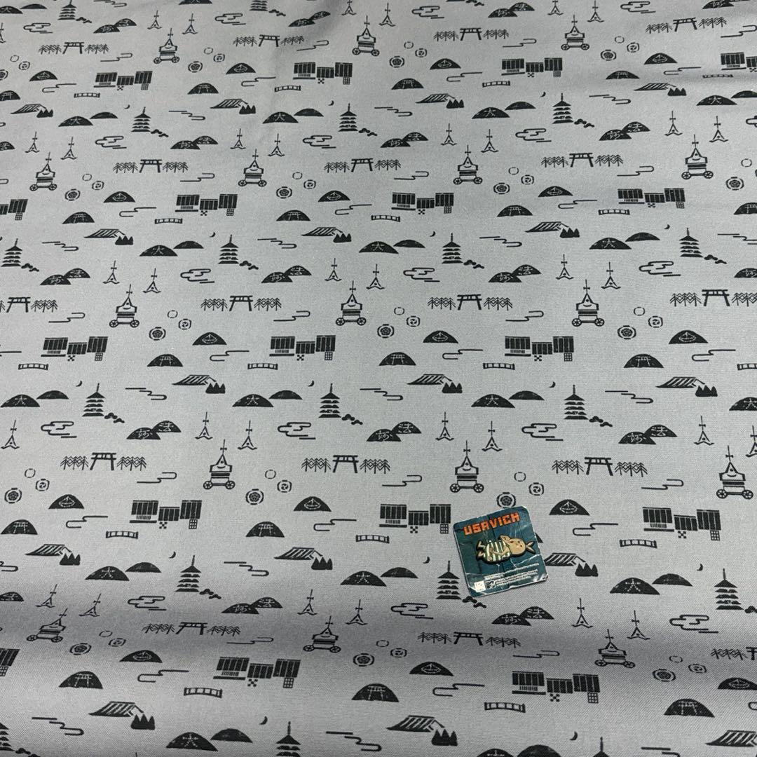 布地生地1m no2623京都連想柄キャンバスグレー拍卖