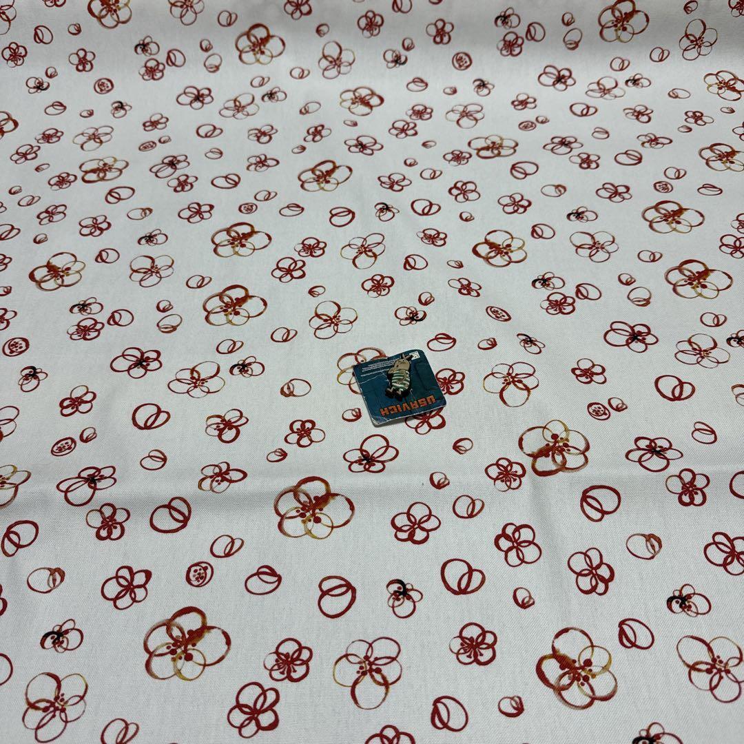 布地生地1m no2632ウメ柄キャンバス白色拍卖