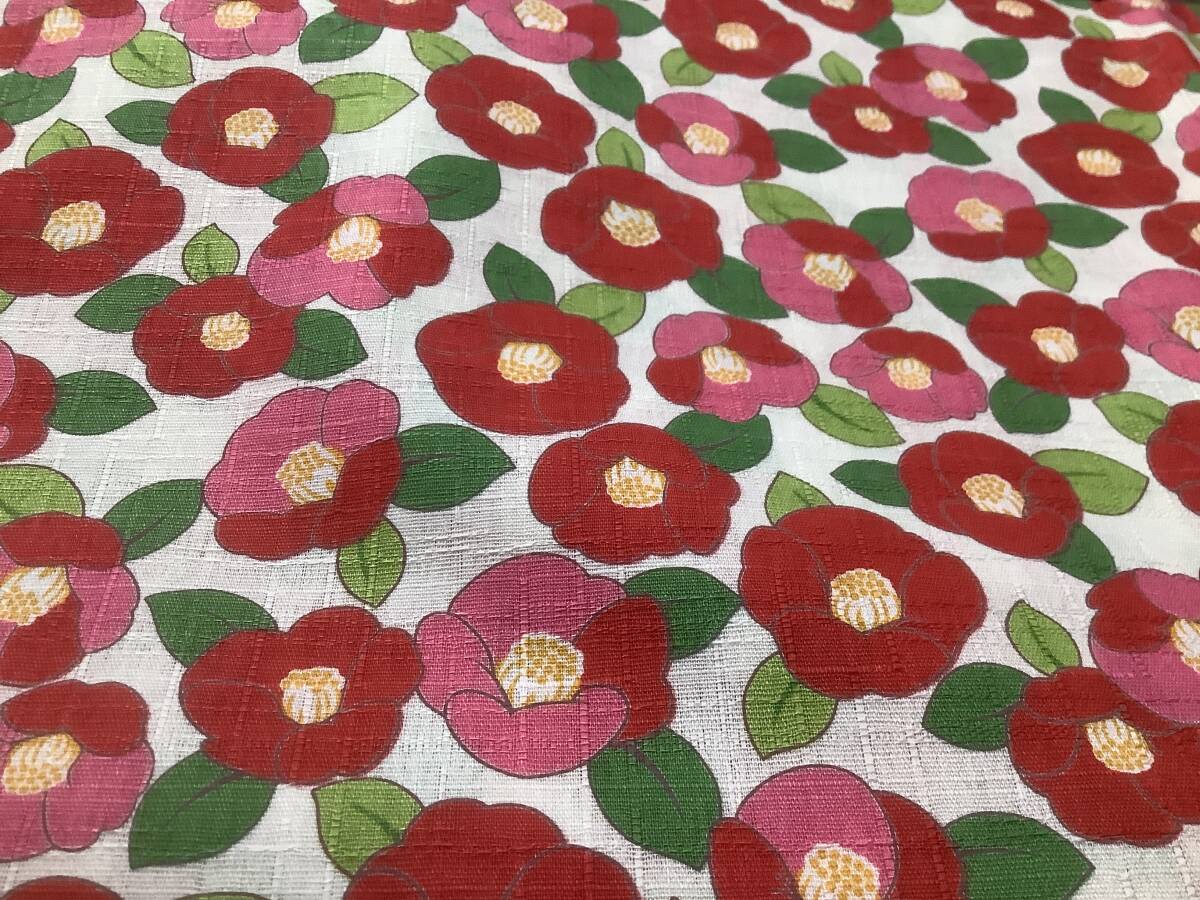 5m ドビー 110×500cm アイボリー 綿100% 椿 日本製 / 生地 はぎれ つばき ツバキ サザンクロス カメリア拍卖