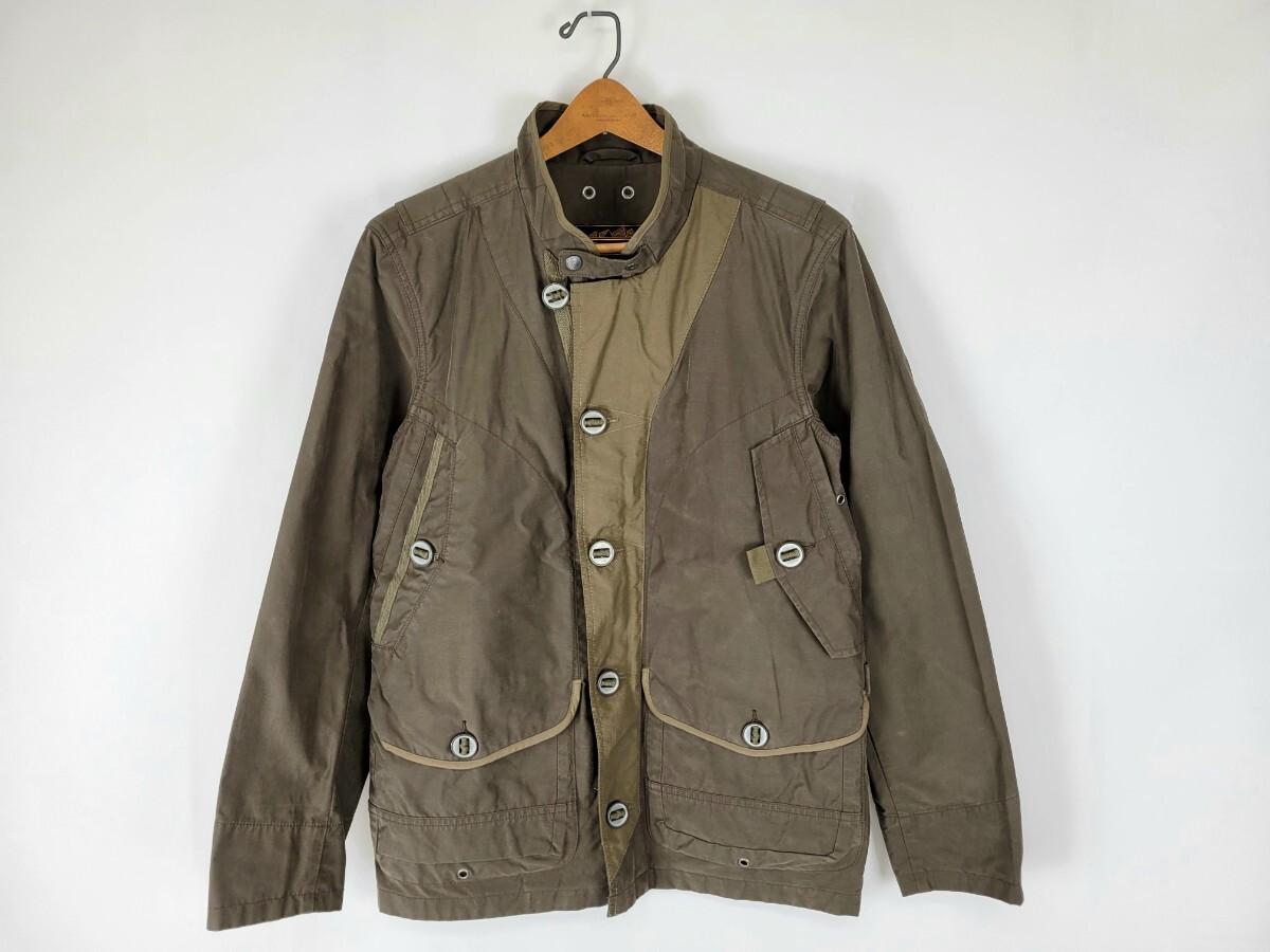 良好 00s 黒タグ EDDIEBAUER 撥水 ハンティングジャケット S talon タロンジッパー カーキ オリーブ ビンテージテイスト シャツジャケット拍卖