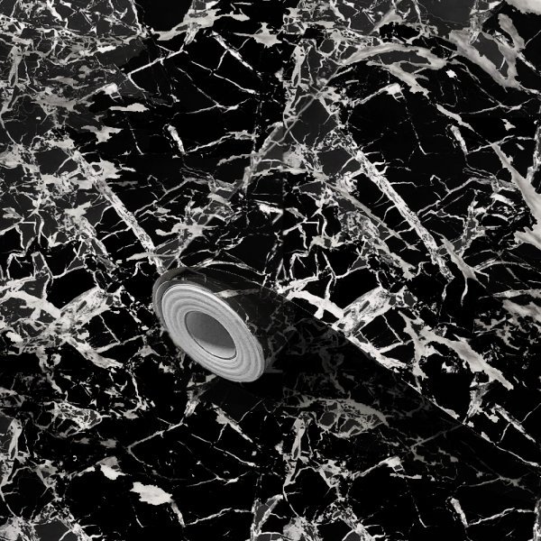 【破格出品!!】大理石シール インテリア 壁紙 模様替え はがせる 45cm×10m 防水 防汚 防カビ 耐熱 のり付き ブラック 30本セット拍卖