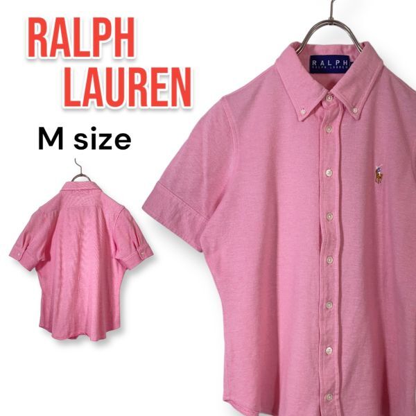 Ralph Lauren ラルフローレン 半袖シャツ Mサイズ レディース インパクト21 ピンク BD ボタンダウン拍卖