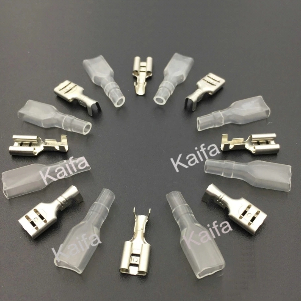 平型 ギボシ オスメススリーブ 100セット 6.3mm 送料無料拍卖