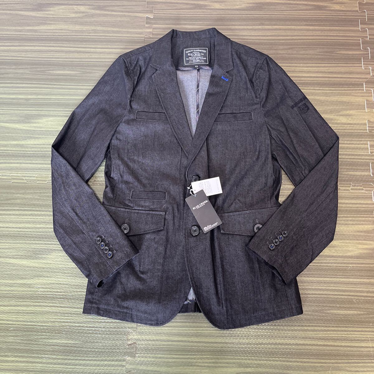 5-6新品 BLUE CROSS ブラックデニムストレッチジャケット テーラードデニムジャケット キッズLL 170 18,800円+税ナルミヤ拍卖