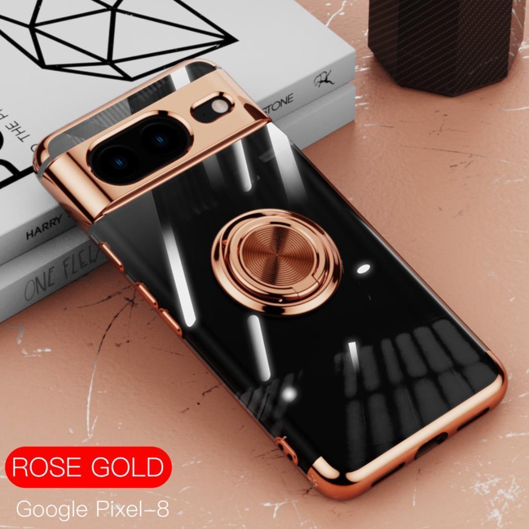 Pixel 8 ケース 透明 TPU リング ローズゴールド拍卖