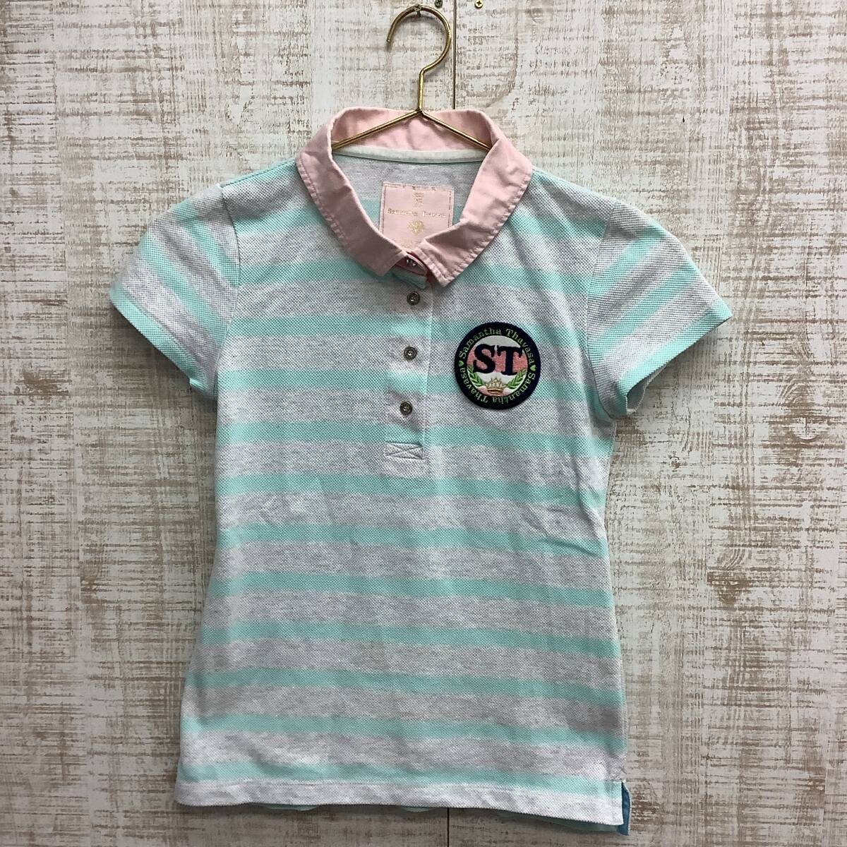 A259◇Samantha Thavasa|サマンサタバサ トップス サックス×ライトグレー×ピンク サイズS拍卖