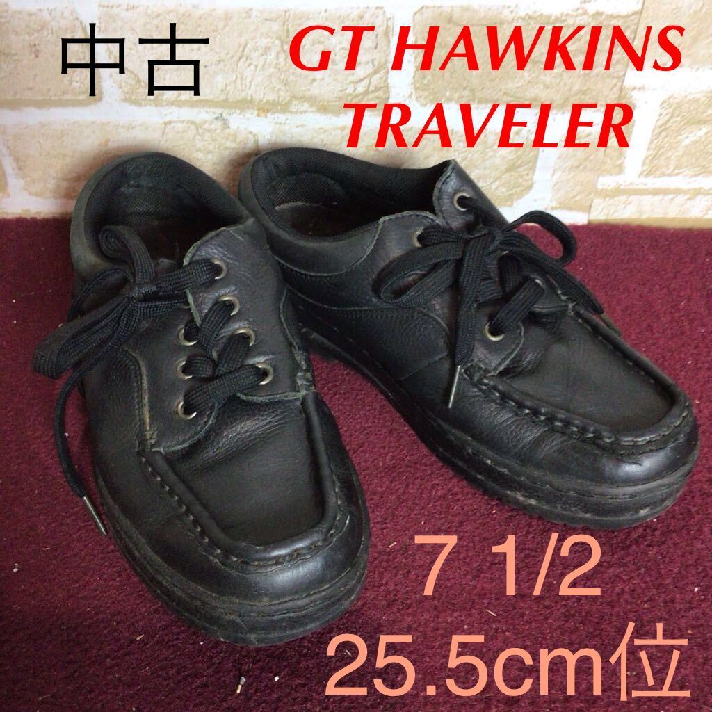 【売り切り!送料無料!】A-360 GT HAWKINS トラベラー!カジュアルシューズ!黒!ブラック!7 1/2 25.5cm位!普段履き!スニーカー!中古!拍卖
