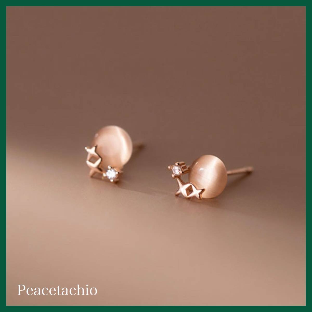 ピアス Silver925 シルバー ピンクゴールド キャッツアイ調 惑星 星 アレルギー対応 プレゼント ギフト ケース付き拍卖