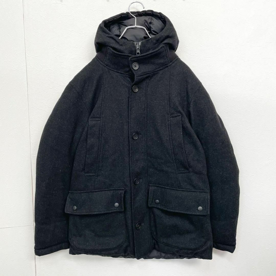 ユニクロ +J リバーシブル ウール フード付 ダウンジャケット グレー メンズ Mサイズ UNIQLO JIL SANDER拍卖