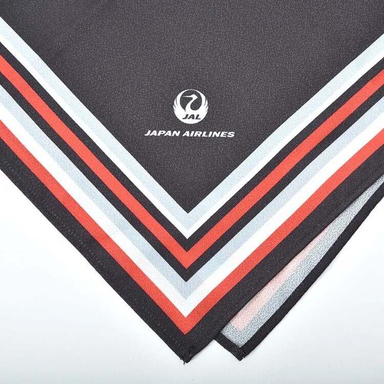即決♪新品未使用♪JAL 日本航空 JALオリジナル CA 客室乗務員 スカーフ柄 ブラックライン 風呂敷 アメニティグッズ アメニティ拍卖