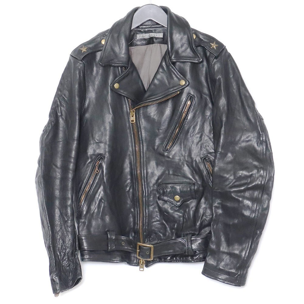 FRANCIST MORKS ホースレザー ダブルライダースジャケット サイズ3 ブラック フランシストモークス 馬革 革ジャン拍卖