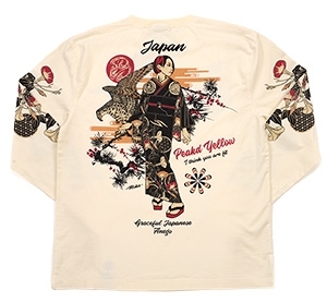 ピークドイエロー/ロンT/白/M/pylt-211/エフ商会/テッドマン/カミナリモータース拍卖