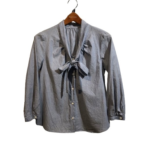 36(S) Merceria Dressterior メルチェリア・ドレステリア シャンブレー ボウタイブラウス / リボンブラウス 日本製拍卖