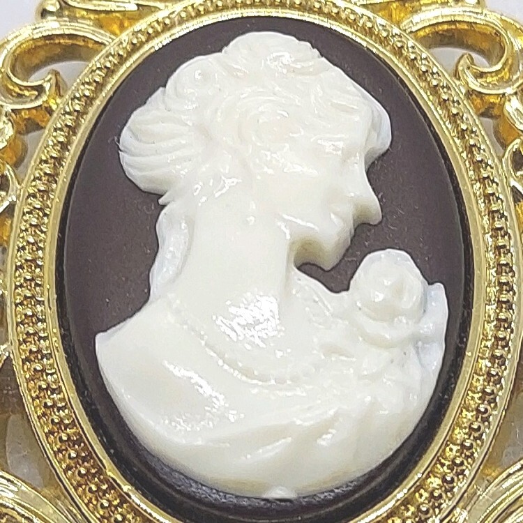 【L21】カメオ 貴婦人の横顔 ブローチ拍卖