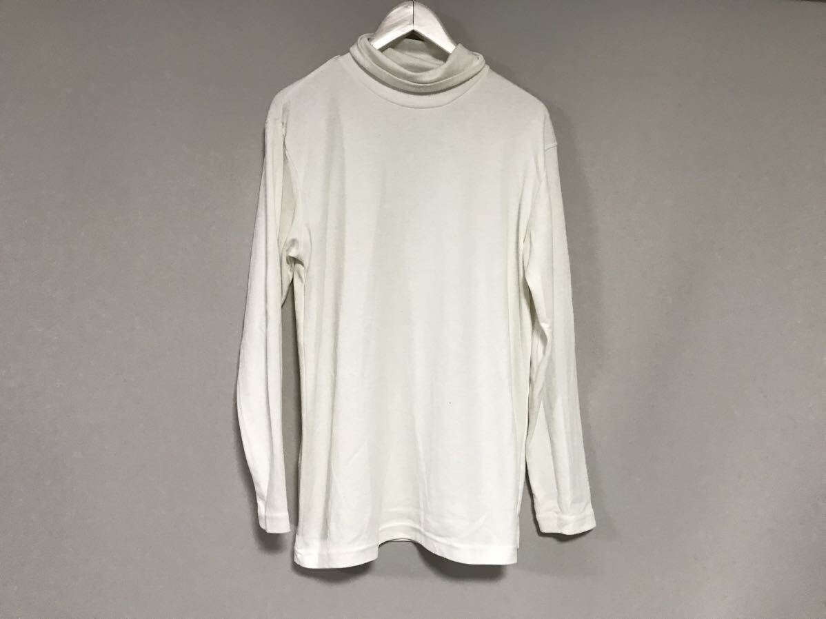 本物レイジブルーRAGEBLUEタートルネック長袖TシャツロンTメンズサーフアメカジミリタリービジネススーツ白ホワイトインナーL拍卖