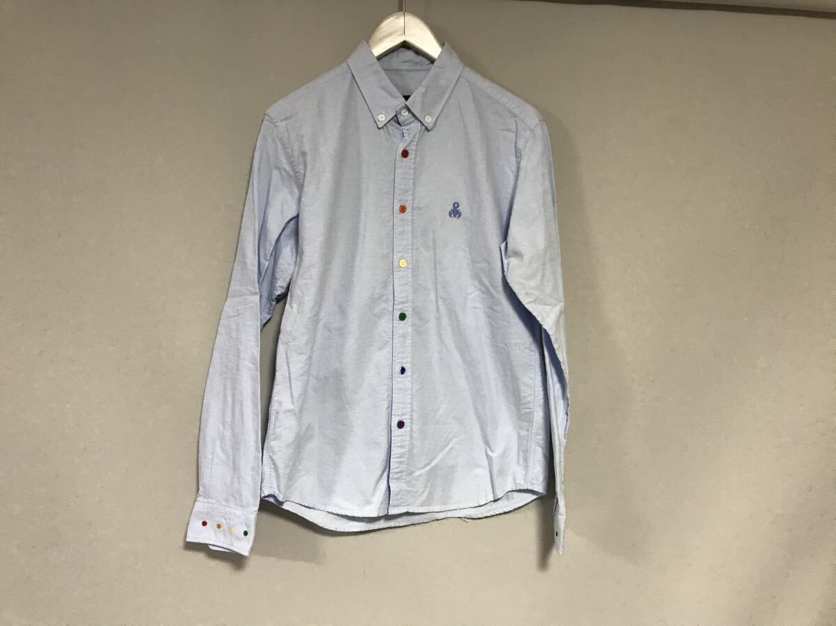 本物ソフネットSOPHNET.コットンオックスフォード長袖シャツサーフミリタリーアメカジビジネススーツメンズ青ブルーM日本製拍卖