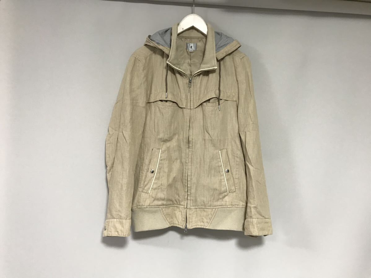 本物タケオキクチtkTAKEOKIKUCHIコットンリネン麻ジップジャケットメンズサーフワークアメカジビジネススーツLベージュ3拍卖