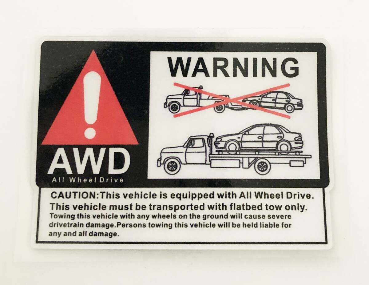 ST-113 スバル トヨタ ホンダ AWD(全輪駆動)レッカー牽引注意 3M ステッカー 反射剤入り拍卖