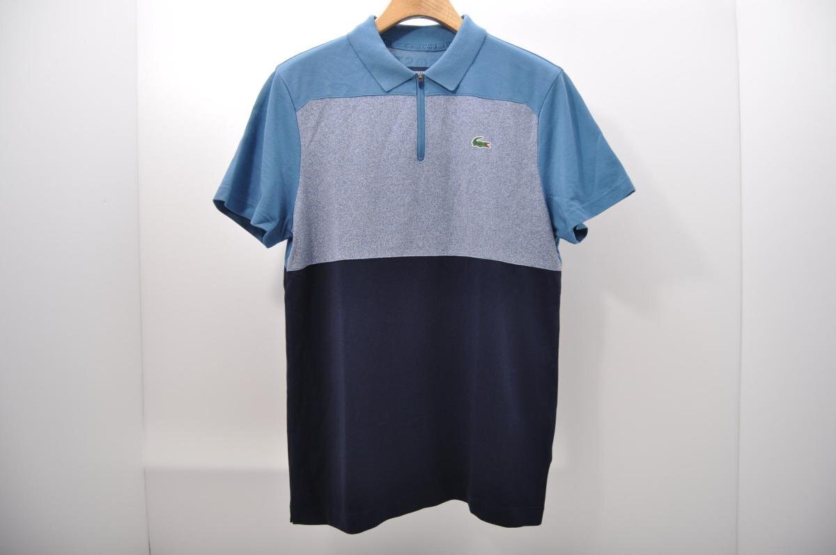 coco 中古【SALE】 ラコステ LACOSTE メンズ 半袖ポロシャツ US/M(日本サイズL相当) 青系×紺 レターパックプラス発送可 77651拍卖
