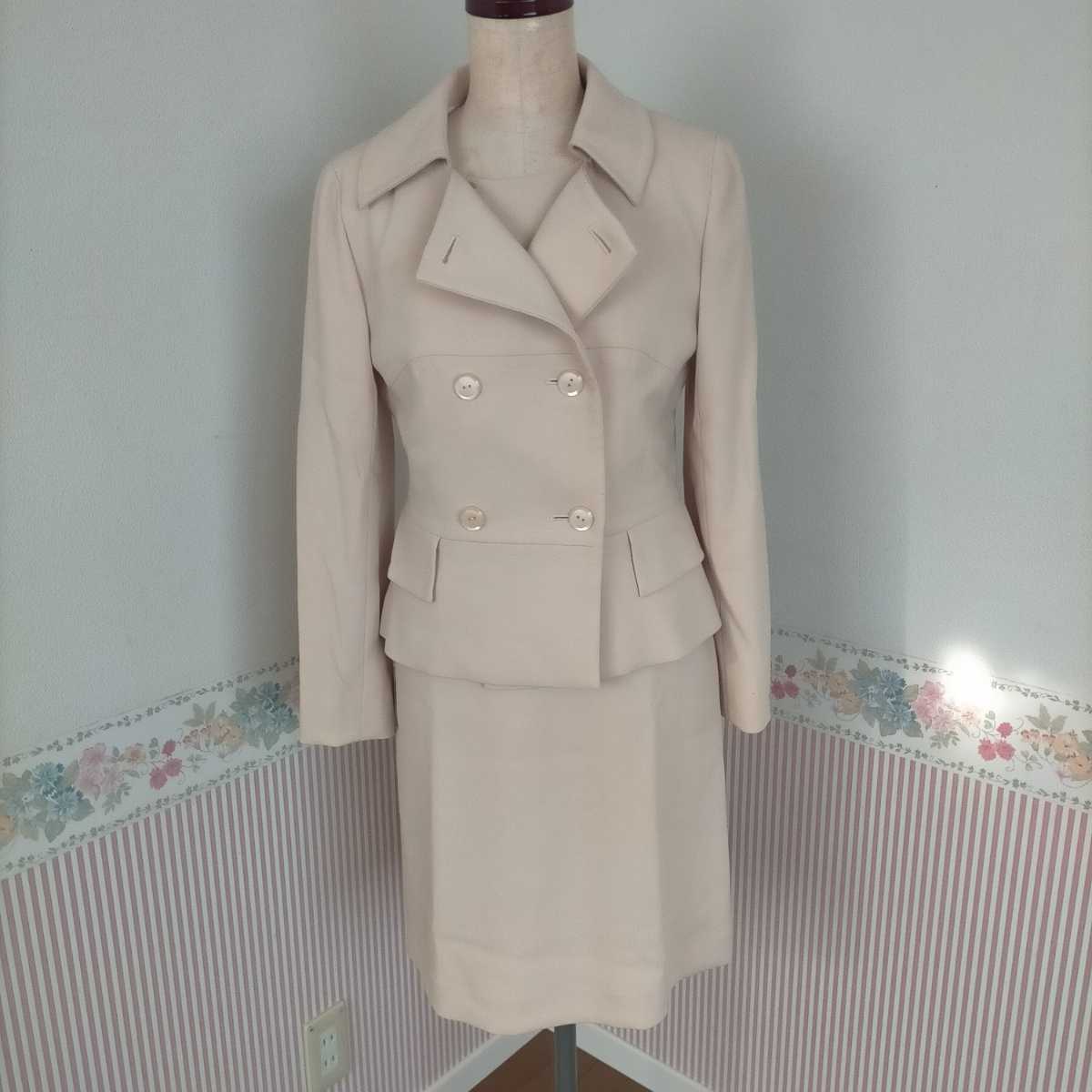 良品 メルローズ オレンジベージュのジャケット&ワンピ  上品で長く着ていただけます  サイズ2」拍卖