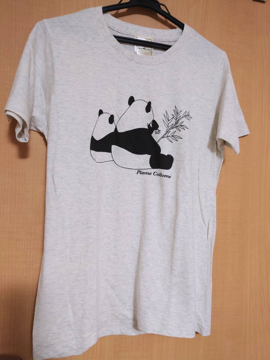 ☆全国送料無料☆新品半袖Tシャツプレミーコロミー上野店PlameCollomeレディースフリーサイズパンダ柄パンダ親子薄い杢グレーパンダグッズ拍卖