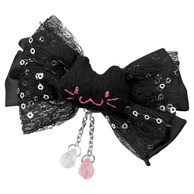 小悪魔ねこ・猫/子猫/ネコ ☆彡キラキラのスパンコールが黒ネコの存在感をひきたたせる!ゆらゆら揺れるチャームブローチ 可愛い!拍卖