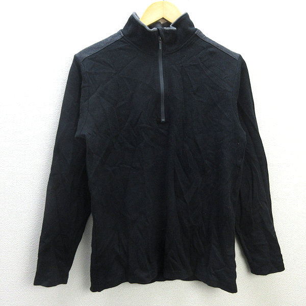 G■アルパインデザイン/Alpine DESIGN ハーフジップ/アウトドアシャツ【M】黒/men's/100【中古】■拍卖