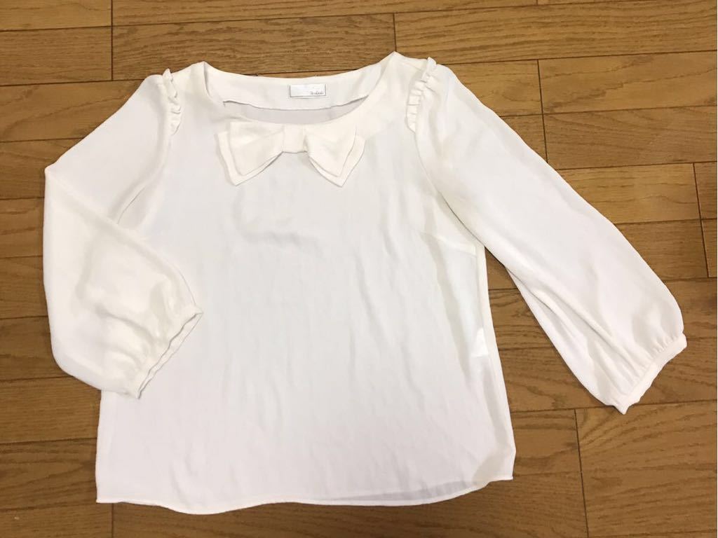 Te chichi テチチ リボン ホワイト 長袖 シフォン カットソー サイズM拍卖