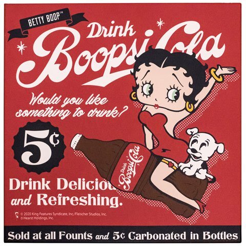 【Betty Boop・ベティちゃん】※《LED キャンバスライト/コーラ》 品番BETTY-COLA 300×300×40mm アメリカン雑貨 ウォールアート拍卖