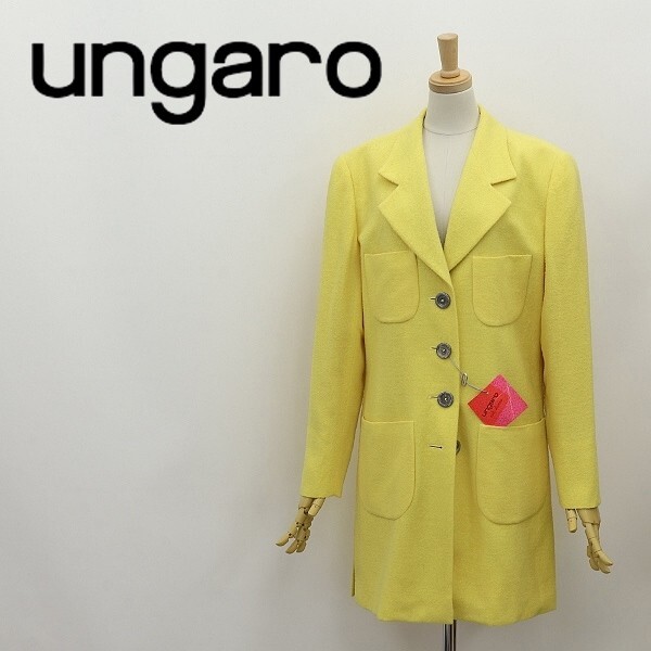 新品◆ungaro solo donna ウンガロ ブークレ カラー コート 黄色 イエロー 42/8拍卖