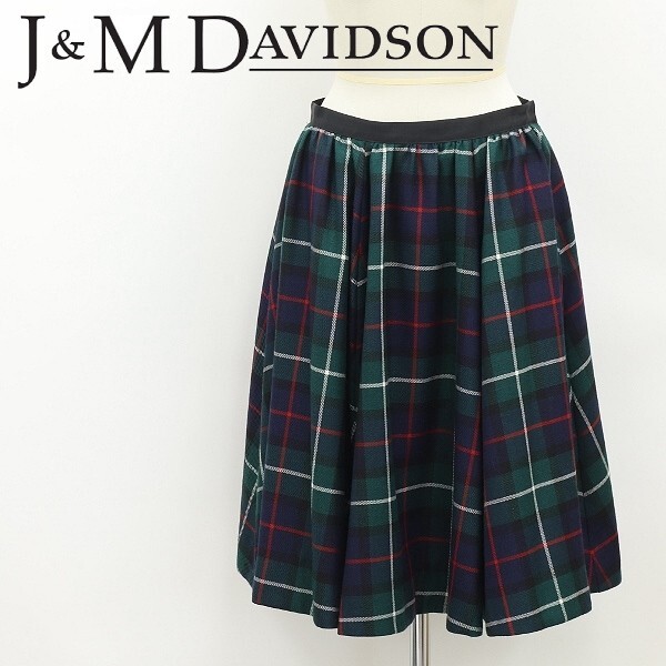 美品◆J&M Davidson J&M デヴィッドソン チェック柄 ギャザー フレア スカート 10拍卖
