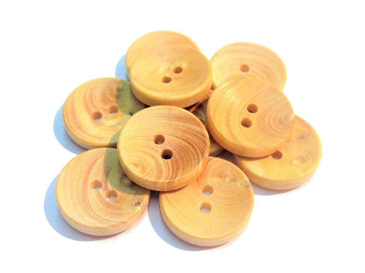 手芸 和洋裁用釦 ボタン 天然木 WOOD 天然ツゲの木 丸型二つ穴ボタン(13mm10個入り)bxw104拍卖