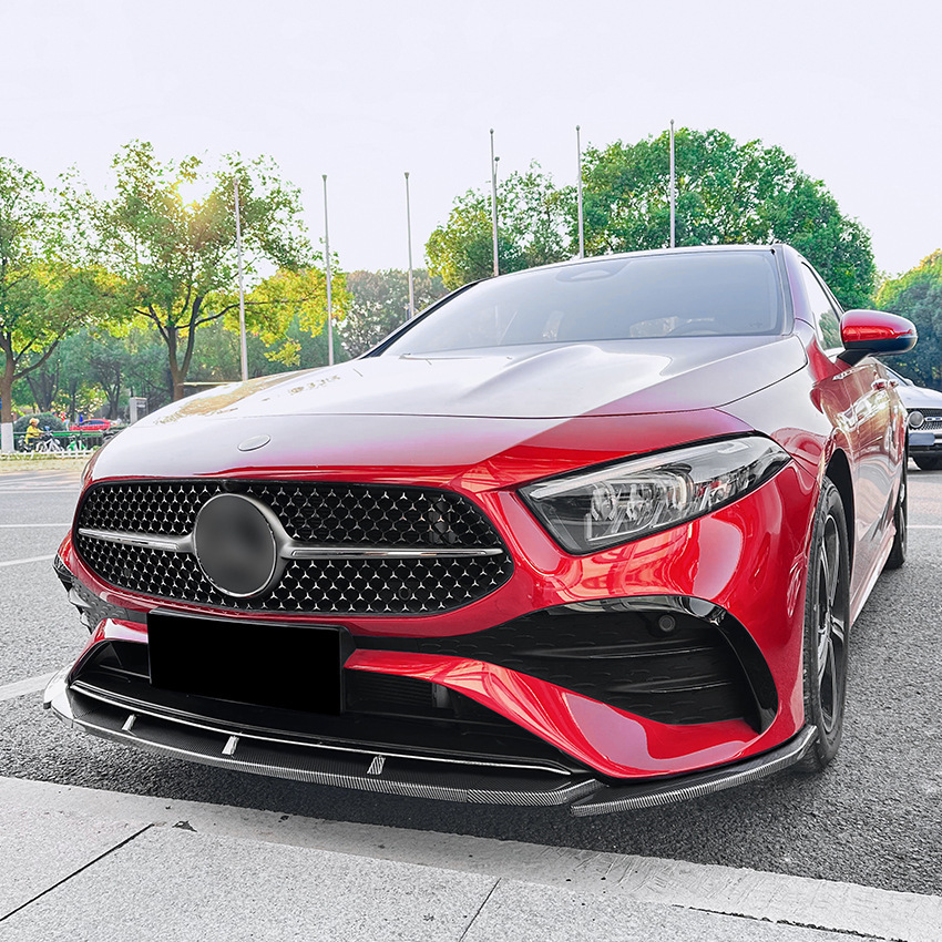 スポーティ全開♪ ベンツ カーボン ルック フロントバンパー リップ スポイラー W177 V177 A180 A200d A35 Aクラス セダン AMGライン拍卖