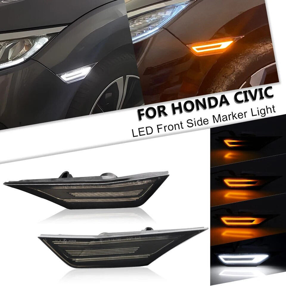 新タイプ♪ ポジションホワイト発光♪ LED シーケンシャルウインカー フェンダー マーカー シビック FC1 FK7 セダン ハッチバック クリア拍卖