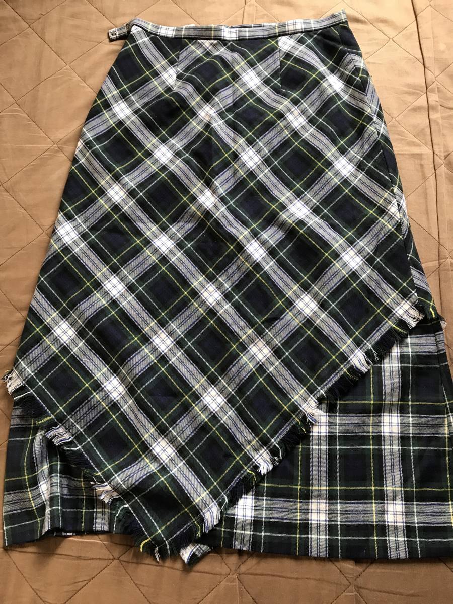 グリーン系チェックのスカート サイズ70拍卖