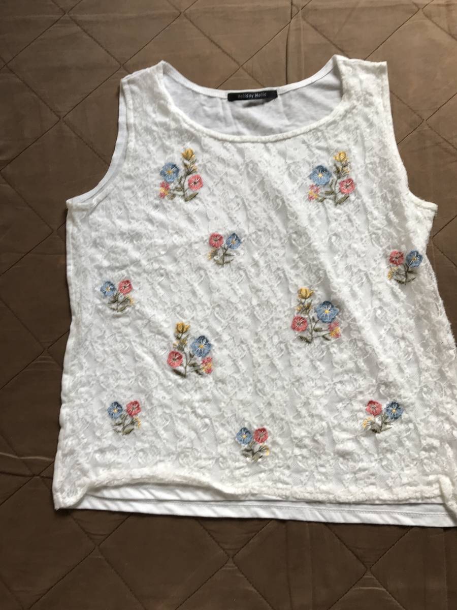 白色 タンクトップ レース付き拍卖