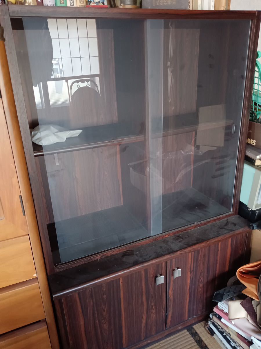 昭和 古家具 本箱 収納棚 ガラス戸 小型家具 飾り棚 アンティーク 昭和 古道具 レトロ 本棚 *K506拍卖