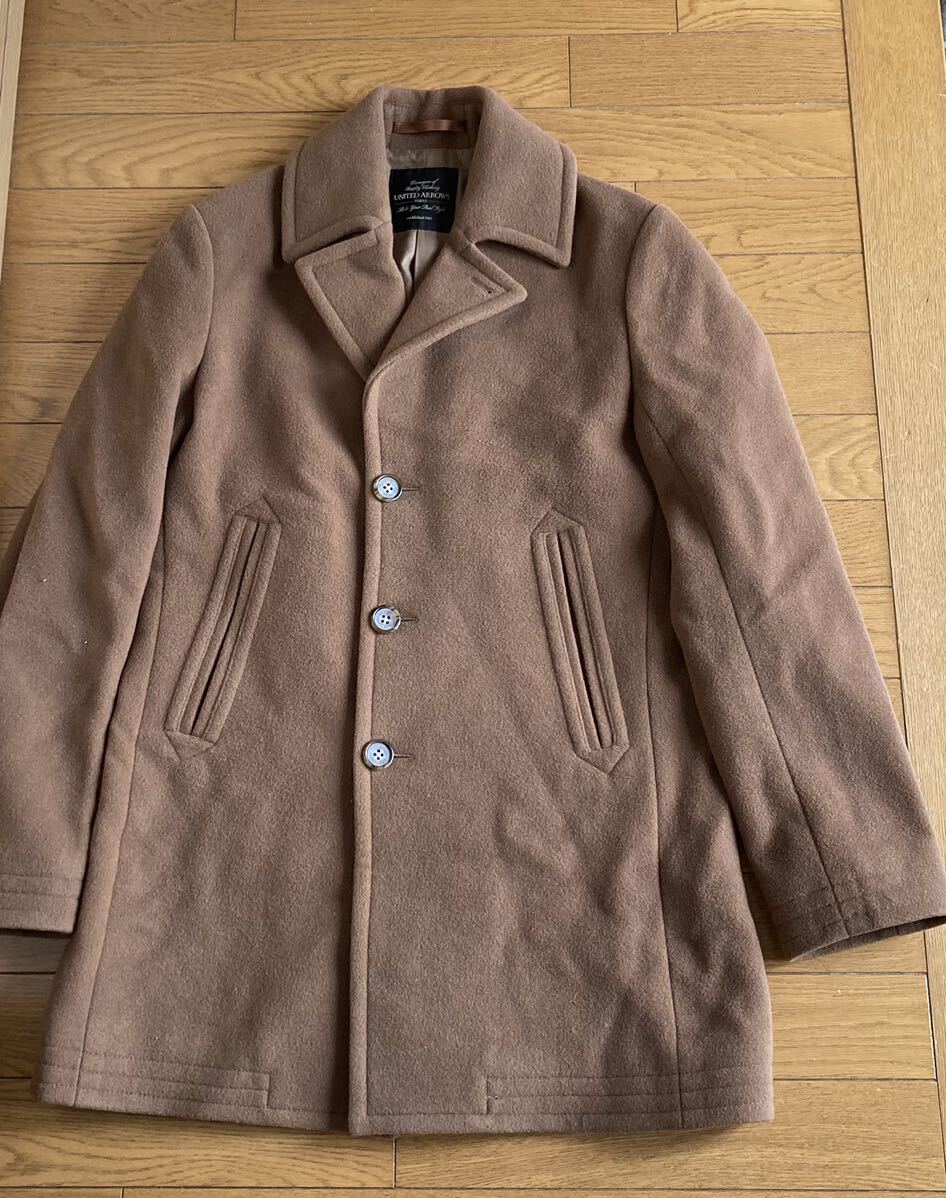 美品 UNITED ARROWS ユナイテッドアローズ ウールハーフコートSキャメルブラウン *53拍卖