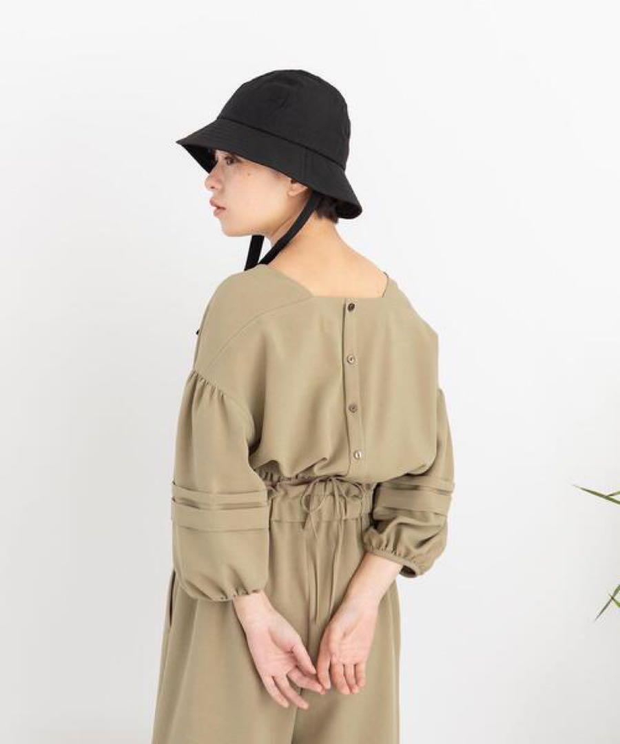 CITEN バブルヘム ショートブラウス オリーブ レディース リネン混拍卖