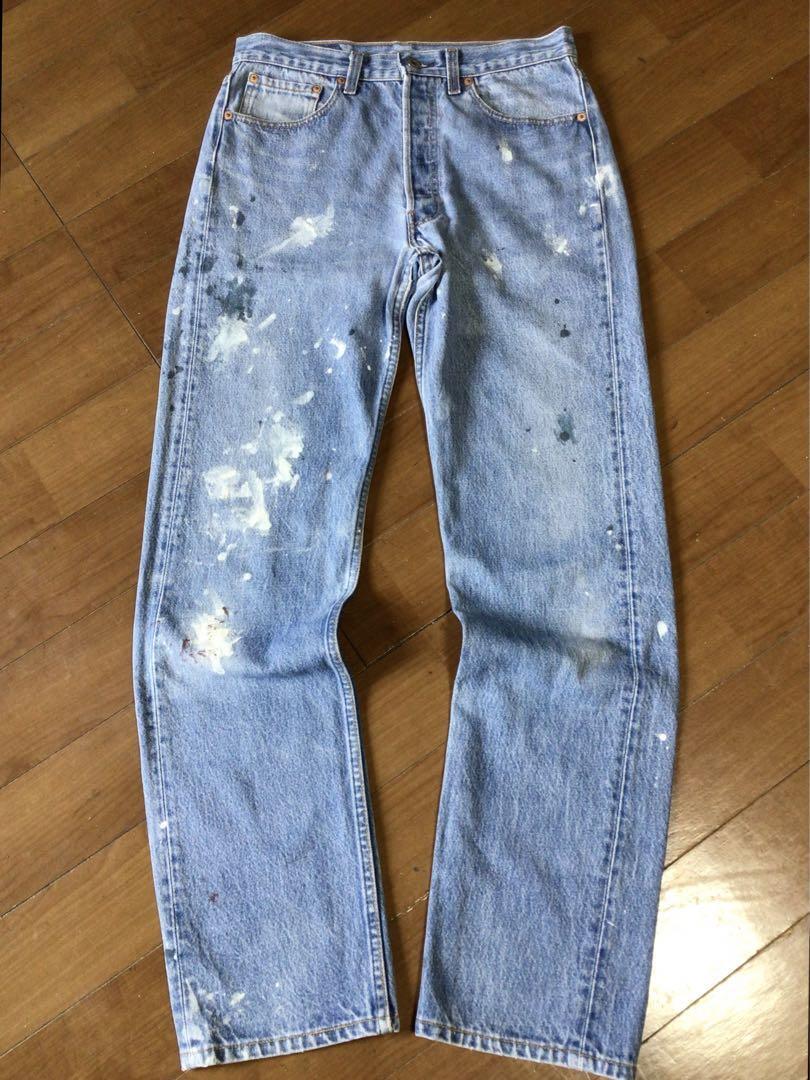 ★93年USA製リーバイス501xx 赤文字 W33 股下82cm ペイントデニム拍卖