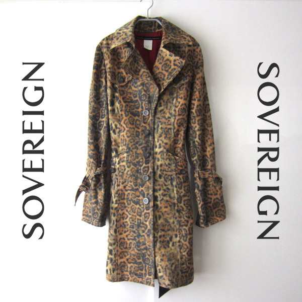 美品 SOVEREIGN/ソブリン★ ヒョウ柄 ダブスタ ロングコート拍卖