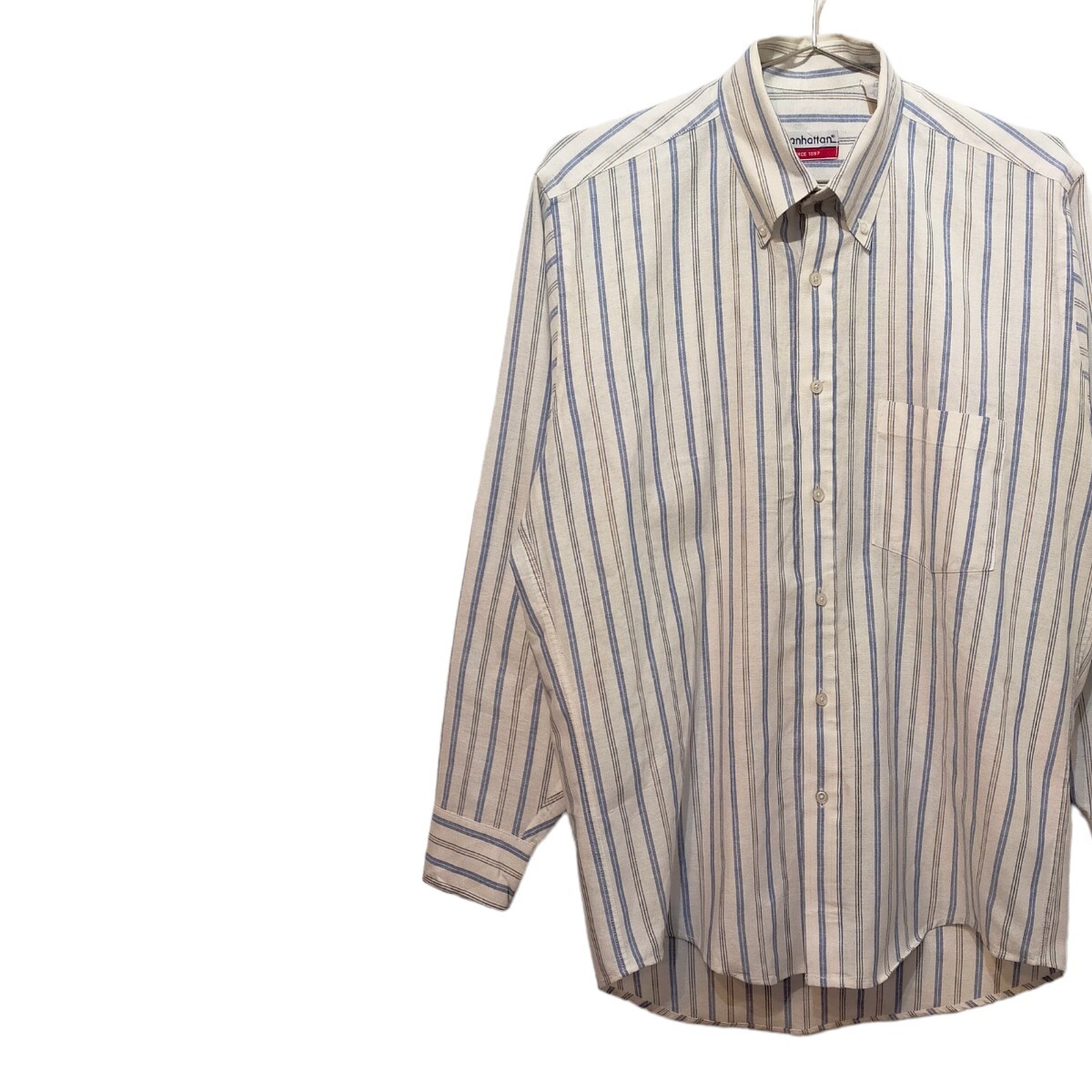 古着 manhattan 長袖シャツ ストライプシャツ ヴィンテージ 90s拍卖