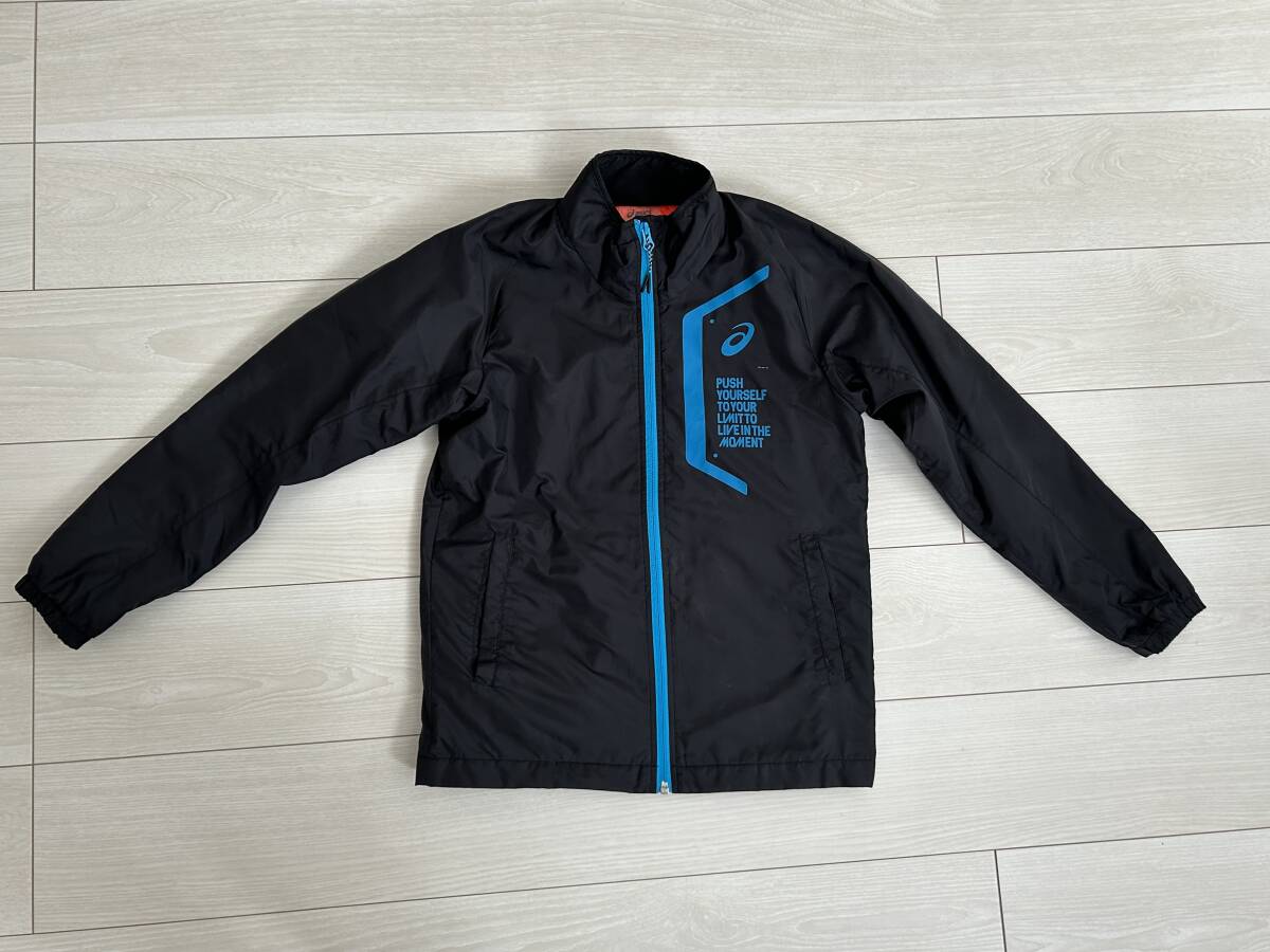★アシックス asics H1 裏起毛 150サイズ ウィンドブレーカージャケット 黒★拍卖