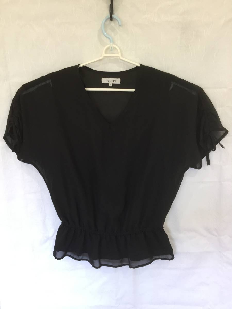 【INDIVI】 ブラウス ブラック 38サイズ拍卖