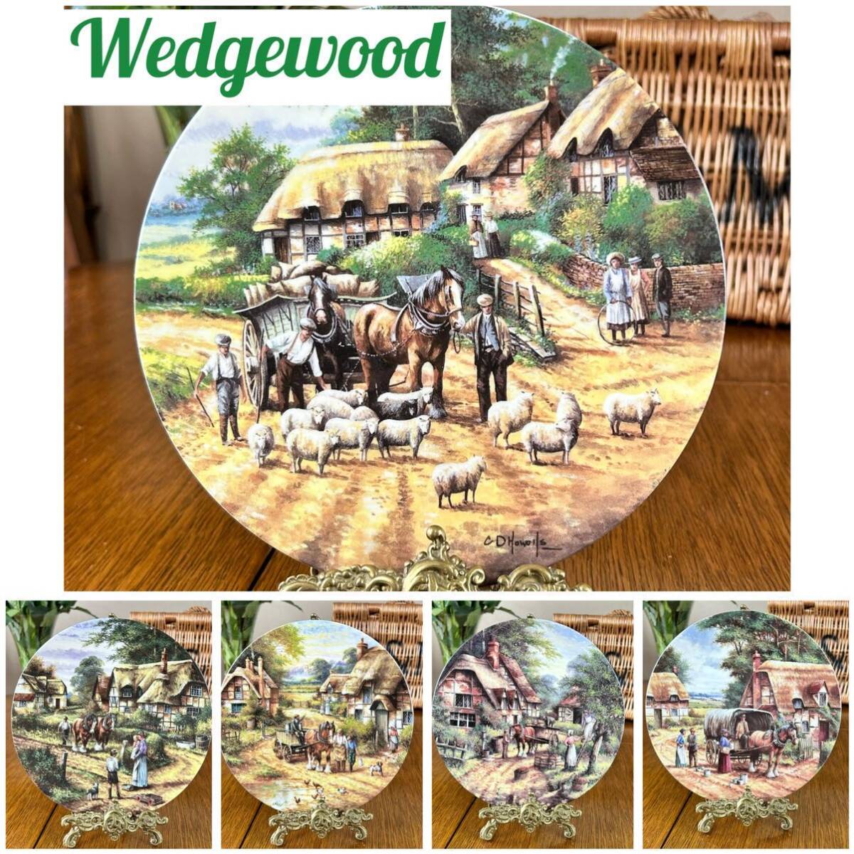 Wedgewood ヴィンテージ ウェッジウッド カントリーデイズ by Chris Howells 絵皿 飾り皿 5枚 イギリスの田舎拍卖