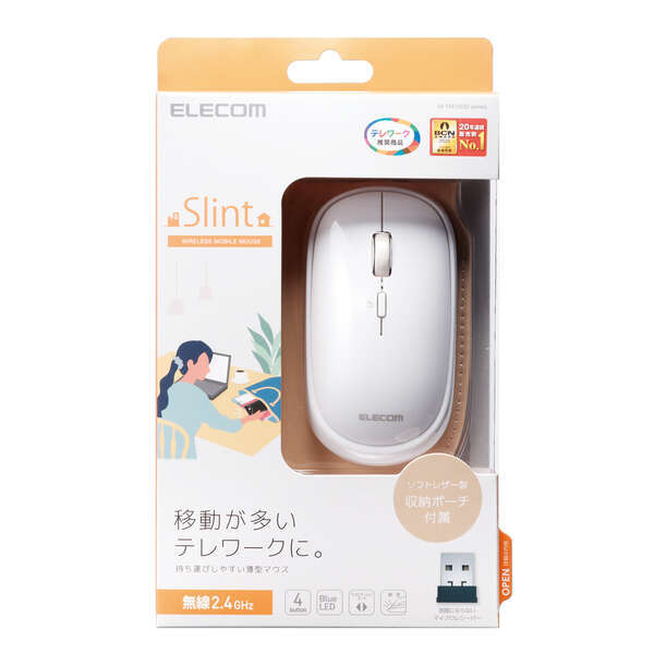 ワイヤレス BlueLEDマウス 4ボタン 静音スイッチ搭載 持ち運びに便利な、質 感にこだわったソフトレザー製の収納ポーチ付: M-TM10DBWH拍卖