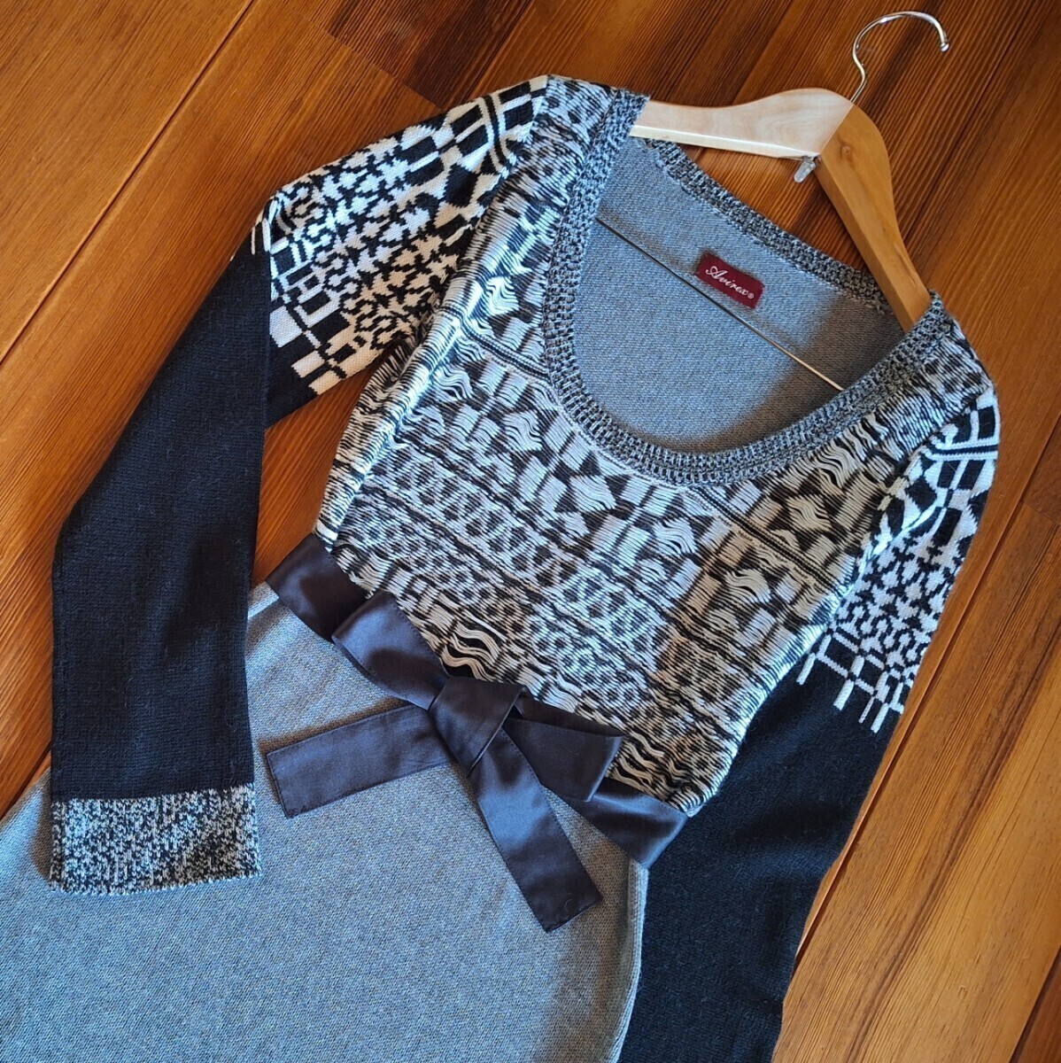 ★AVIREX アヴィレックス ニットワンピース リボンベルト付き M 試着のみ レディース★拍卖