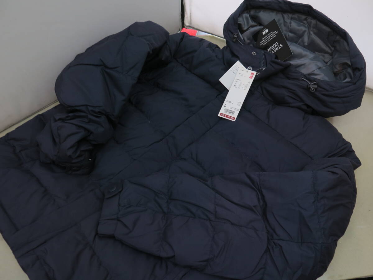 ▽☆未使用 ユニクロ ストレッチダウンジャケット Lサイズ Navy拍卖