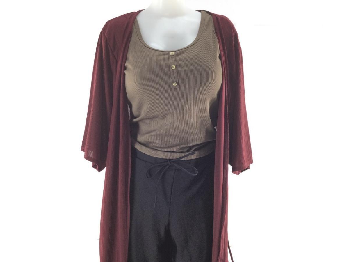 レディース水着 4点セット ロングカーデ付 タンキニ水着 着回し力抜群 体型カバー 大きいサイズ 3L ワインレッド拍卖