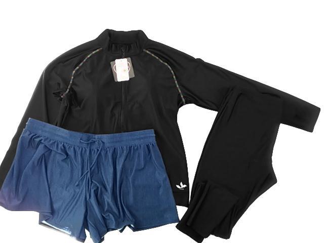 レディース水着 3点セット 長袖 フィットネス 体型カバー 大きいサイズ 3L ブラック拍卖